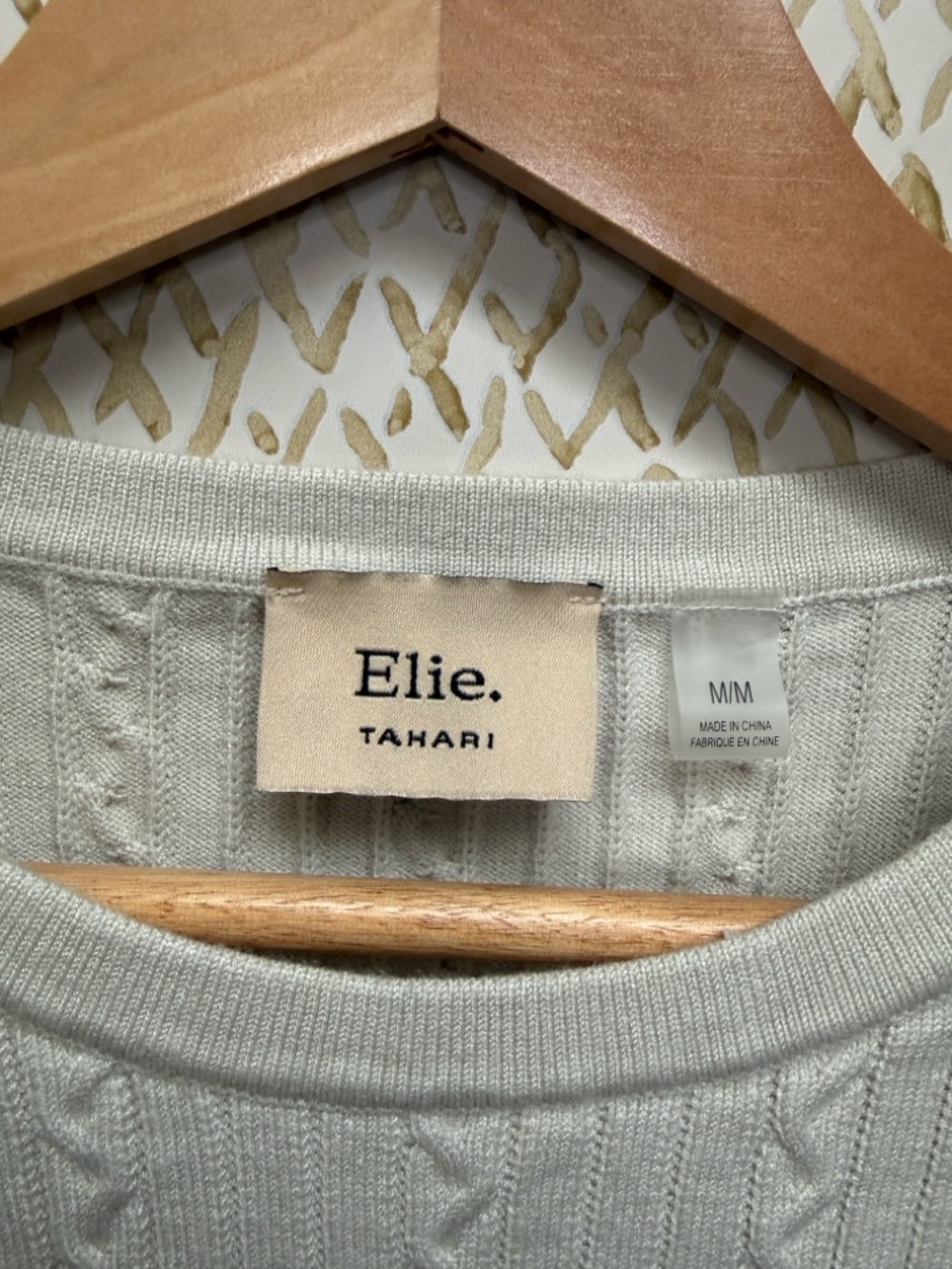 Elie Tahari Cream Cable Knit Puff Sleeve Top Balletcore Preppy Coquette Sz M - Picture 4 of 11